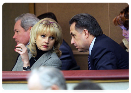 Minister of Healthcare and Social Development Tatyana Golikova and Minister of Sport, Tourism and Youth Policy Vitaly Mutko