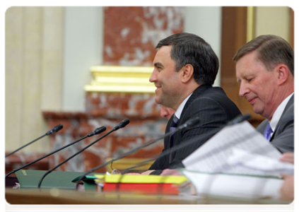 Deputy Prime Minister and Chief of the Government Staff Vyacheslav Volodin and Deputy Prime Minister Sergei Ivanov