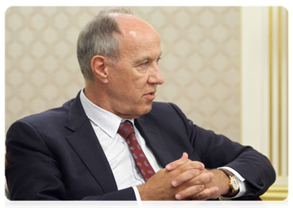 Director General of the World Intellectual Property Organisation Francis Gurry at a meeting with Prime Minister Vladimir Putin