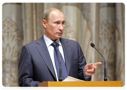 Prime Minister Vladimir Putin at a joint meeting of the boards of the Ministry of Economic Development and the Ministry of Finance on their performance in 2010 and objectives for 2011