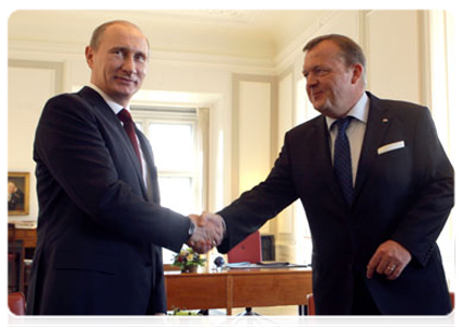 Prime Minister Putin at a meeting with Prime Minister of Denmark Lars Lokke Rasmussen