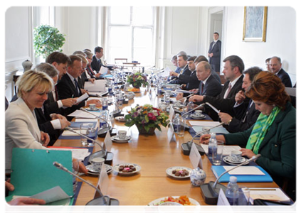 Prime Minister Putin at a meeting with Prime Minister of Denmark Lars Lokke Rasmussen