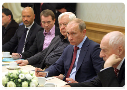 Prime Minister Vladimir Putin at a meeting with theatre and cinema workers in Penza