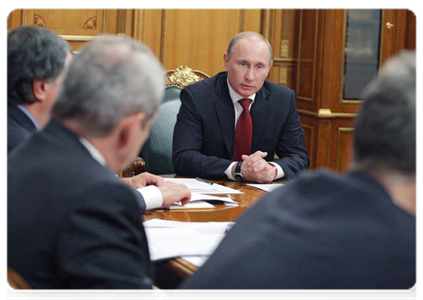 Prime Minister Vladimir Putin chairs a meeting on the car-scrapping programme and renewal of truck and bus fleet
