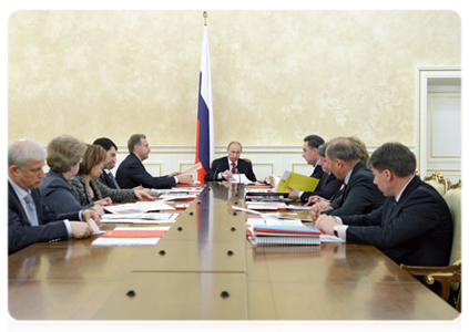 Prime Minister Vladimir Putin at a meeting on preparations for the FIFA 2018 World Cup in Russia