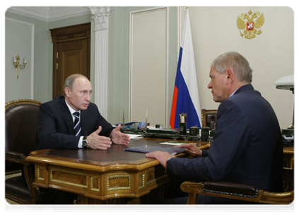 Prime Minister Vladimir Putin at a meeting with Andrei Krainy, head of the Federal Fisheries Agency
