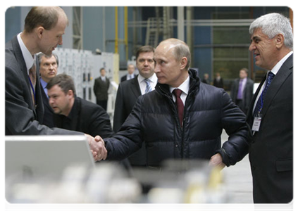Prime Minister Vladimir Putin touring the Nevsky Plant