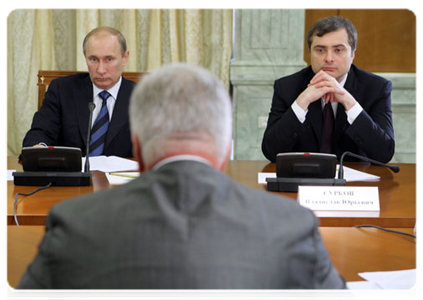 Prime Minister Vladimir Putin meeting with representatives of the Russian Popular Front