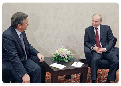 Prime Minister Vladimir Putin meeting with International Ice Hockey Federation President Rene Fasel