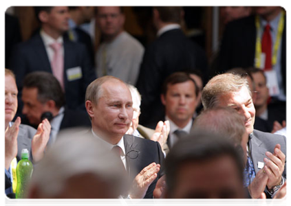 Председатель Правительства Российской Федерации В.В.Путин принял участие в церемонии объявления страны-победителя в борьбе за проведение Чемпионата мира по хоккею 2016 года