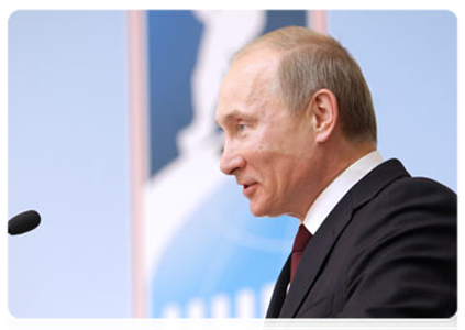 Председатель Правительства Российской Федерации В.В.Путин принял участие в церемонии объявления страны-победителя в борьбе за проведение Чемпионата мира по хоккею 2016 года