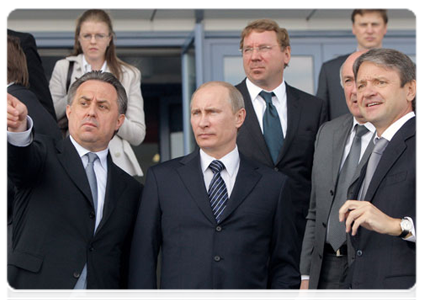 Председатель Правительства Российской Федерации В.В.Путин ознакомился с ходом строительства многофункционального спортивного комплекса