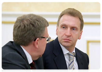 First Deputy Prime Minister Igor Shuvalov at the Government Presidium meeting