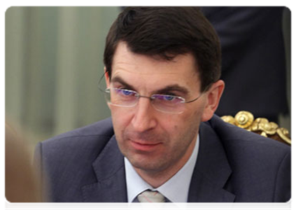 Communications Minister Igor Shchegolev at the Government Presidium meeting