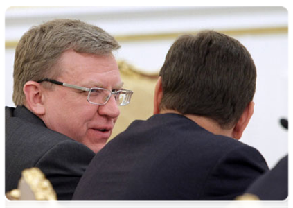 Finance Minister and Deputy Prime Minister Alexei Kudrin at the Government Presidium meeting