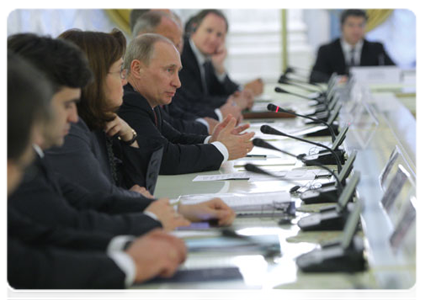 Prime Minister Vladimir Putin at a meeting with representatives of leading foreign investment funds