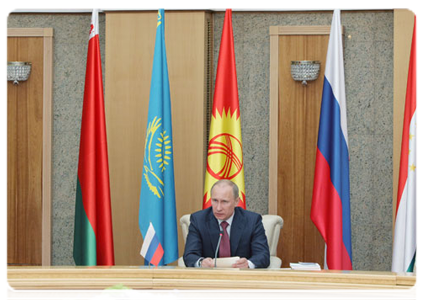 Prime Minister Putin at the limited attendance meeting of the EurAsEC Interstate Council
