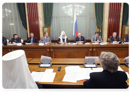 Prime Minister Vladimir Putin holds a meeting of the Russian organising committee for the Day of Slavic Literature and Culture