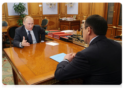 Prime Minister Putin holds a meeting with Federation Council member Nikolai Fyodorov