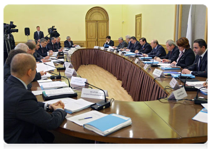 Prime Minister Vladimir Putin at a meeting of the government commission on the socio-economic development of the North Caucasus Federal District in Yessentuki