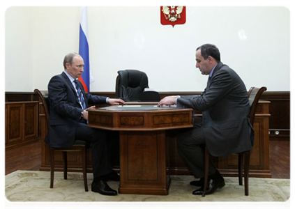 Prime Minister Vladimir Putin holds a meeting with Rashid Temrezov, head of the Karachayevo-Circassian Republic