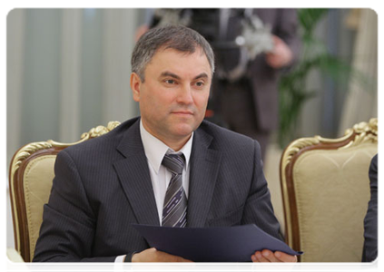 Deputy Prime Minister and Chief of the Government Staff Vyacheslav Volodin at a Government Presidium meeting