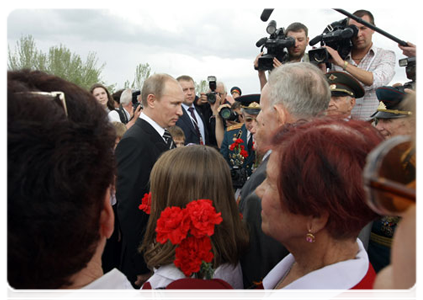 Prime Minister Vladimir Putin tours the Battle of Stalingrad open-air state memorial museum, where he met with veterans of the Great Patriotic War