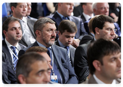 Participants in the United Russia interregional conference, titled 