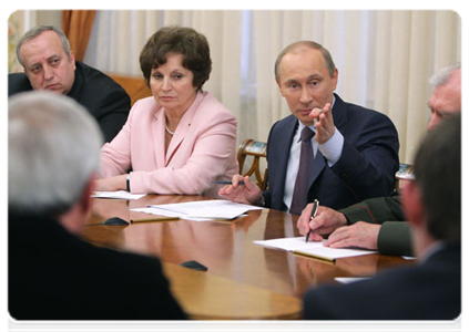 Prime Minister Vladimir Putin at a meeting with members of the Russian Popular Front Coordination Council