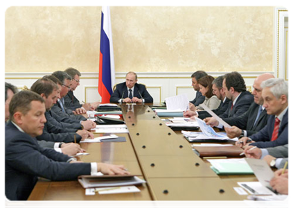 Prime Minister Vladimir Putin holds a meeting on gas industry taxation