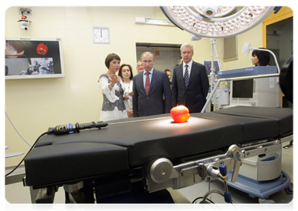 Prime Minister Vladimir Putin visiting the Federal Research and Clinical Centre for Children’s Hematology, Oncology and Immunology