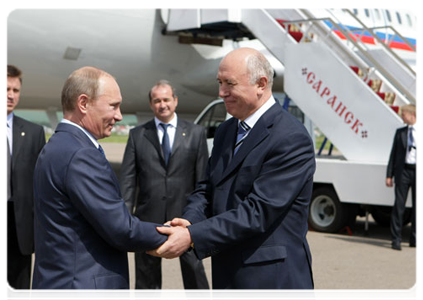 Prime Minister Vladimir Putin arrives on a working visit to Mordovia