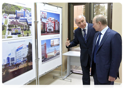 Prime Minister Vladimir Putin at the National Culture Institute, a branch of the Nikolai Ogarev State University of Mordovia