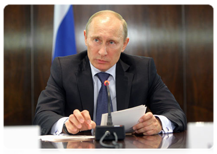Prime Minister Vladimir Putin at a meeting of the Popular Front’s Coordinating Council