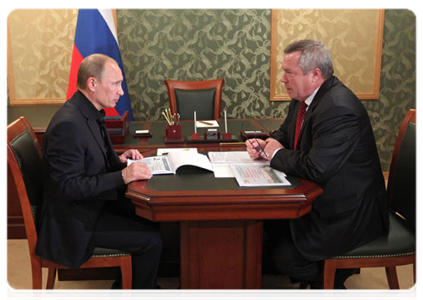 Prime Minister Vladimir Putin meeting with Rostov Region Governor Vasily Golubev