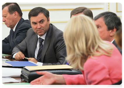 Deputy Prime Minister and Chief of the Government Staff Vyacheslav Volodin at a Government Presidium meeting