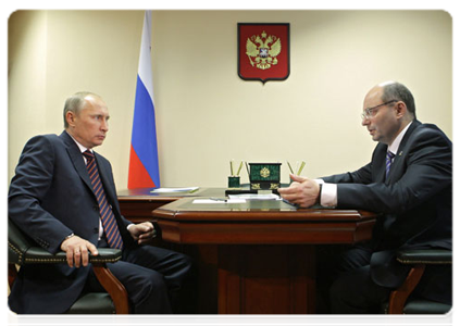 Prime Minister Vladimir Putin with Sverdlovsk Governor Alexander Misharin