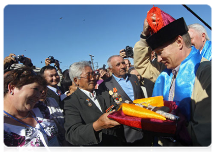 Prime Minister Vladimir Putin visiting the village of Tungui in Buryatia