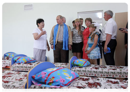 Prime Minister Vladimir Putin visiting a culture, education and sports centre in the village of Tungui in Buryatia