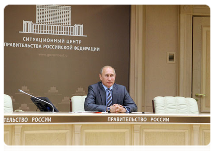 Prime Minister Vladimir Putin holding a video conference with participants of the Strategic Initiatives Agency project in Yekaterinburg
