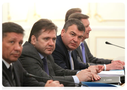 Deputy Prime Minister Sergei Ivanov, Defence Minister Anatoly Serdyukov, Energy Minister Sergei Shmatko, and Head of the Federal Space Agency Vladimir Popovkin