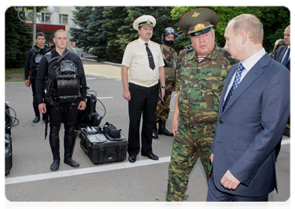 Prime Minister Vladimir Putin visits the independent  operational division of the Interior Troops in the Moscow Region town of Balashikha