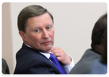 Deputy Prime Minister Sergei Ivanov at a meeting on the issue of defence procurement