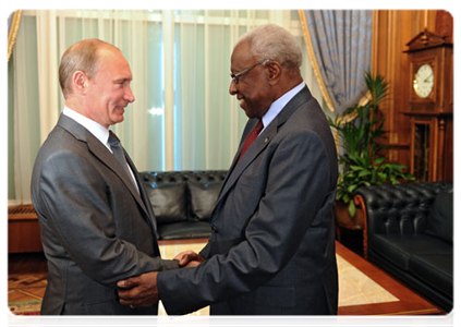 Prime Minister Vladimir Putin at a meeting with President of the  International Association of Athletics Federations (IAAF)  Lamine Diack