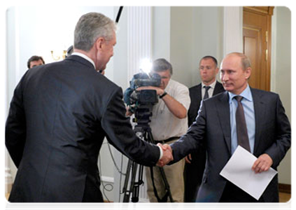 Prime Minister Vladimir Putin meeting with Moscow Mayor Sergei Sobyanin