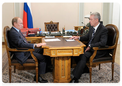 Prime Minister Vladimir Putin meeting with Moscow Mayor Sergei Sobyanin