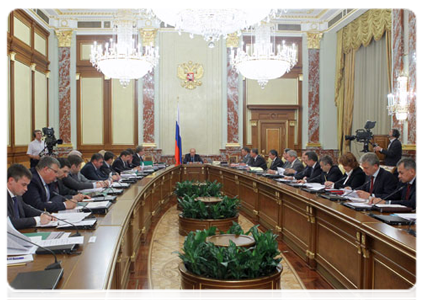 Prime Minister Vladimir Putin chairing a Government meeting