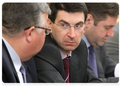 Minister of Communications and Mass Media Igor Shchegolev at a Government meeting