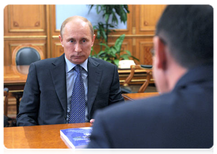 Prime Minister Vladimir Putin meeting with Nikolai Fyodorov, head of the Institute of Socio-Economic and Political Studies