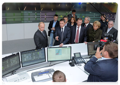 Председатель Правительства Российской Федерации В.В.Путин ознакомился с работой комплекса защитных сооружений Санкт-Петербурга от наводнений